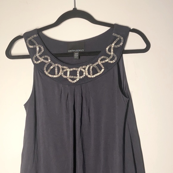 NWOT Cynthia Rowley Blue/Grey Jewelled Top, Small - Picture 2 of 4